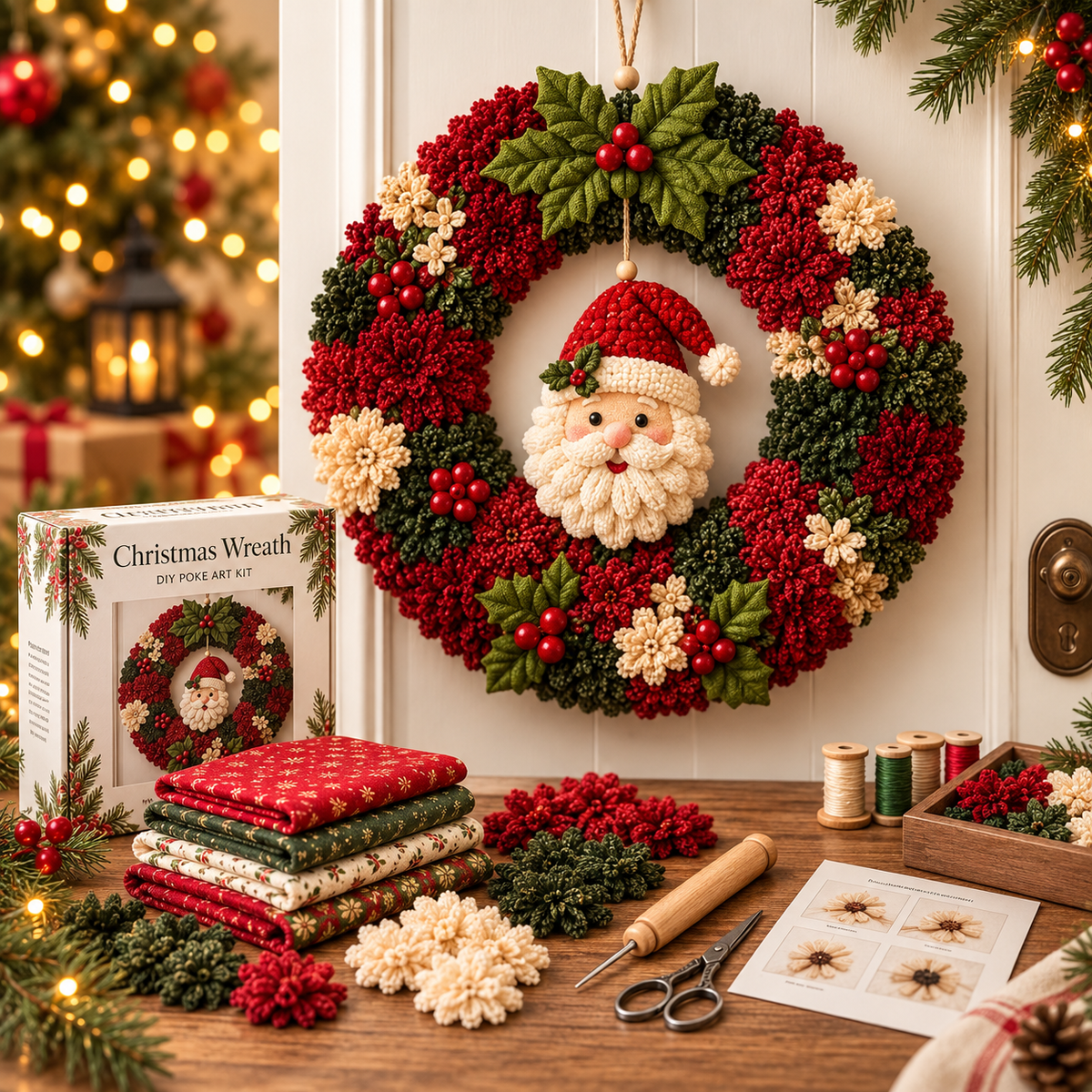 🎅☃️3D Fabric Poke Wreath DIY Kit 🎄🧡 (Video Tutorial & Finished Wreath Reference Included ✨ Beginner-friendly)