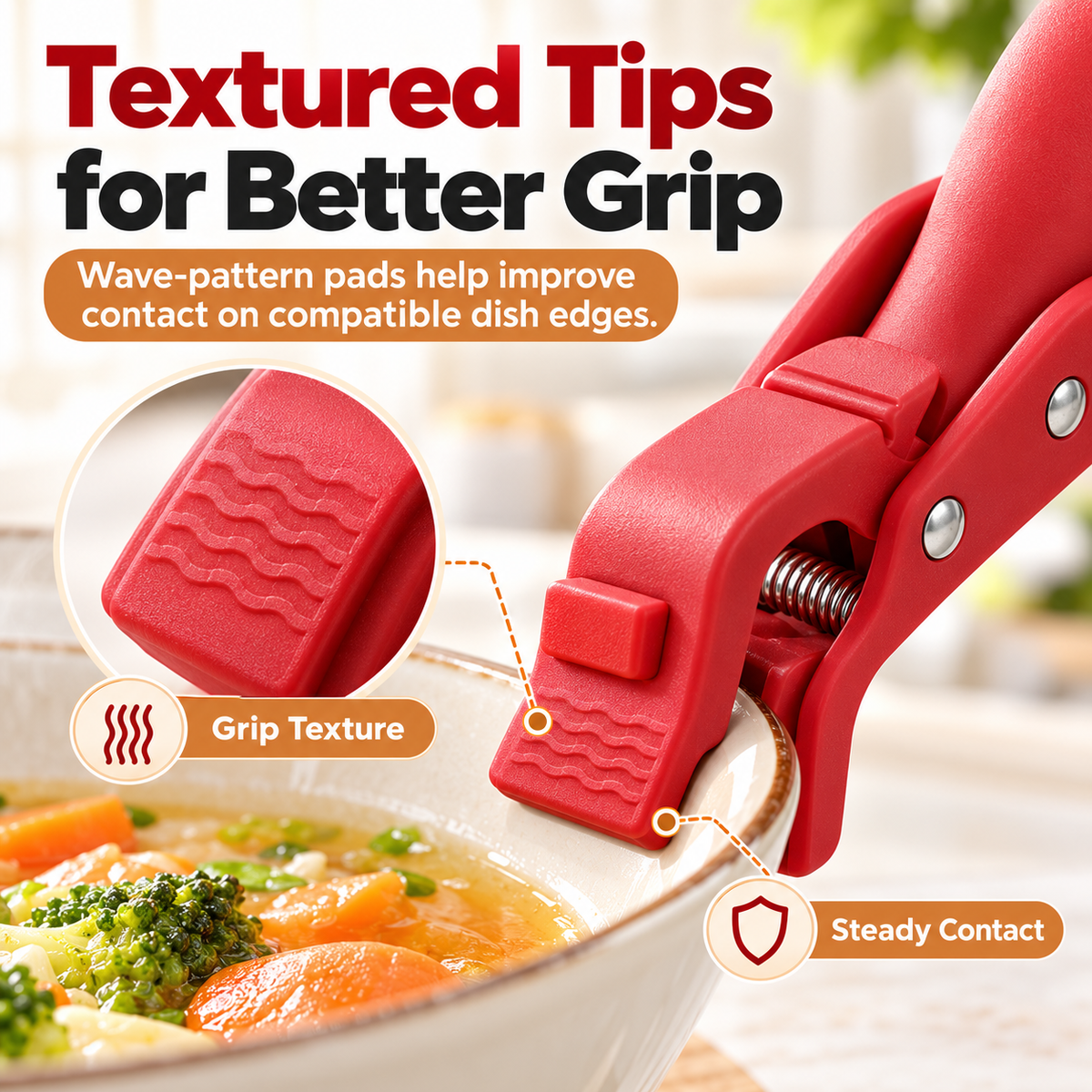 🔥 Limited-Time 50% OFF - 2-Pack Hot Bowl & Plate Grippers | Kitchen Safety Clips