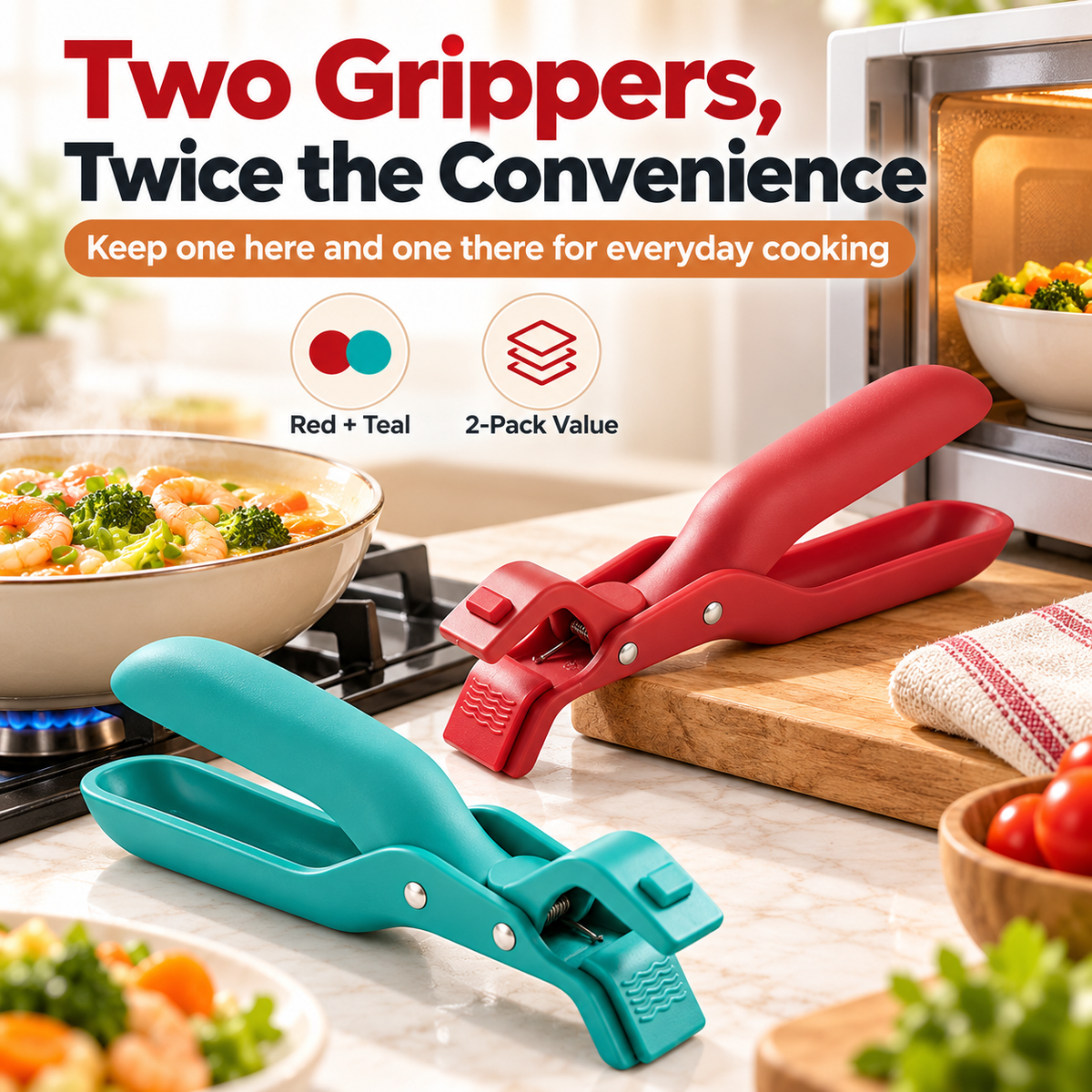 🔥 Limited-Time 50% OFF - 2-Pack Hot Bowl & Plate Grippers | Kitchen Safety Clips