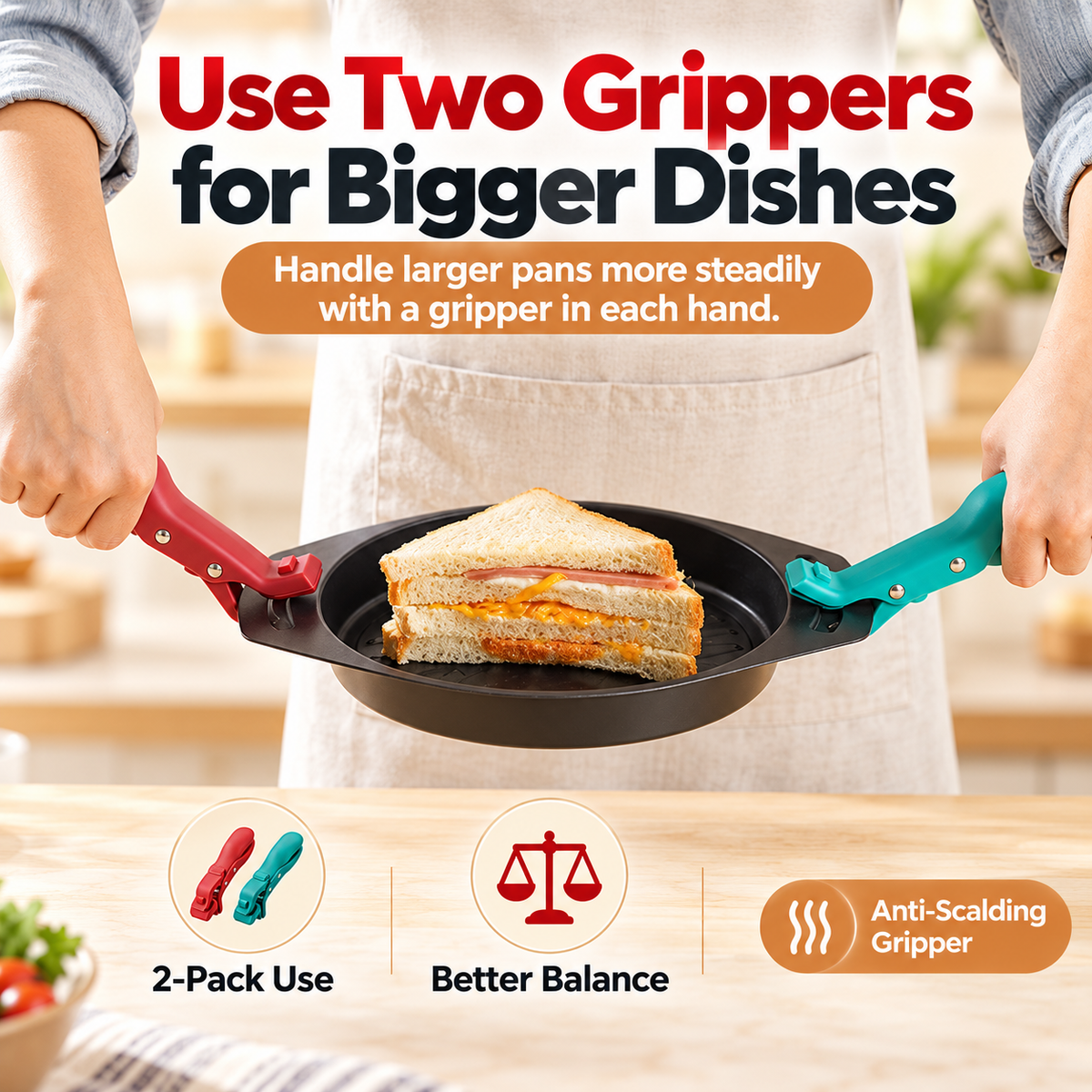 🔥 Limited-Time 50% OFF - 2-Pack Hot Bowl & Plate Grippers | Kitchen Safety Clips