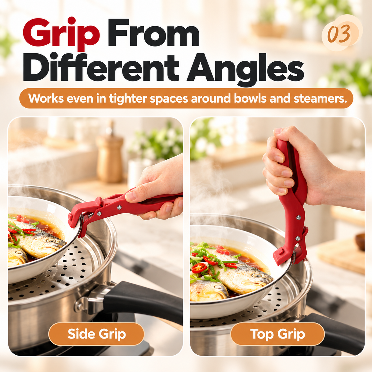 🔥 Limited-Time 50% OFF - 2-Pack Hot Bowl & Plate Grippers | Kitchen Safety Clips