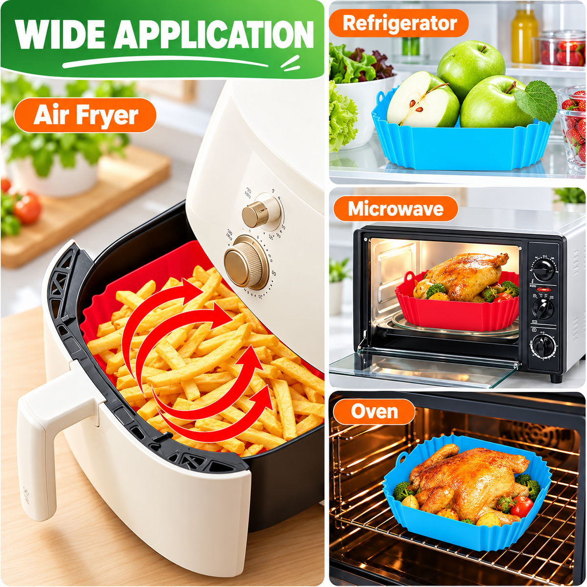 🔥✨Reusable Silicone Air Fryer Liner, 8 Inches