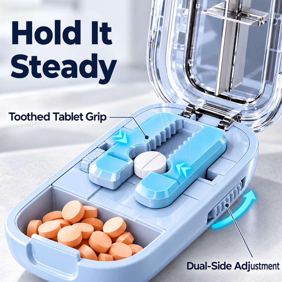 Adjustable 2-in-1 Pill Cutter & Storage Case