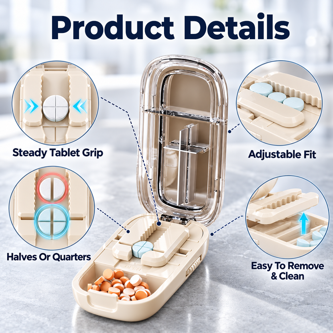 Adjustable 2-in-1 Pill Cutter & Storage Case