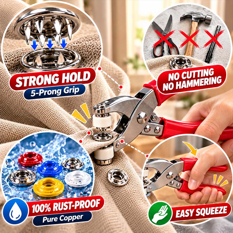 Seamless Stitching Sewing Kit, Pro-Snap No-Sew Button Kit – Complete tools, easy use & durable fixes