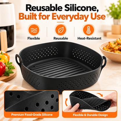 🔥✨Reusable Silicone Air Fryer Liner, 8 Inches