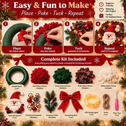 🎅☃️3D Fabric Poke Wreath DIY Kit 🎄🧡 (Video Tutorial & Finished Wreath Reference Included ✨ Beginner-friendly)