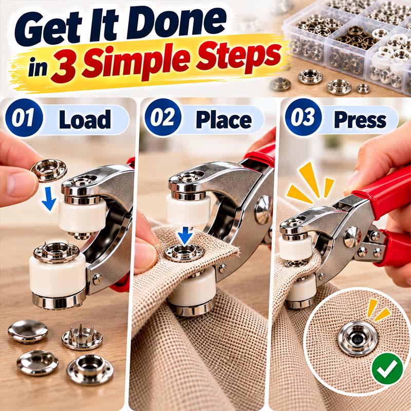 Seamless Stitching Sewing Kit, Pro-Snap No-Sew Button Kit – Complete tools, easy use & durable fixes