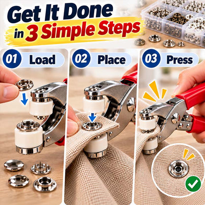 Seamless Stitching Sewing Kit, Pro-Snap No-Sew Button Kit – Complete tools, easy use & durable fixes