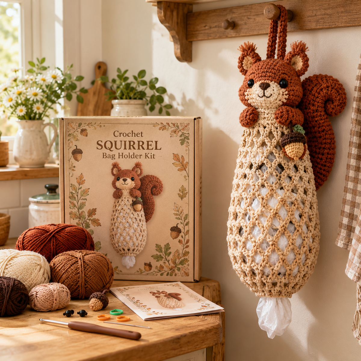 🌼 Cottage Harvest Keepers — Crochet Animal Bag Holder DIY Kit🔥🔥