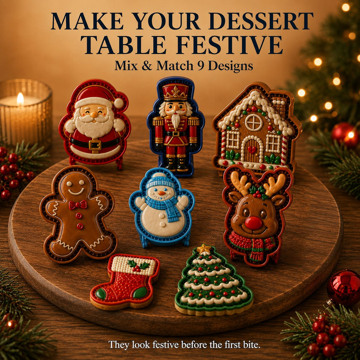 ⏳ Last Day50% OFF – 🔥🎄 9-Design Christmas Mini Pie Mold Collection | Reusable Embossed Molds for Shaping Detailed Santa, Snowman, Reindeer, Tree & Holiday Pies 🥧✨