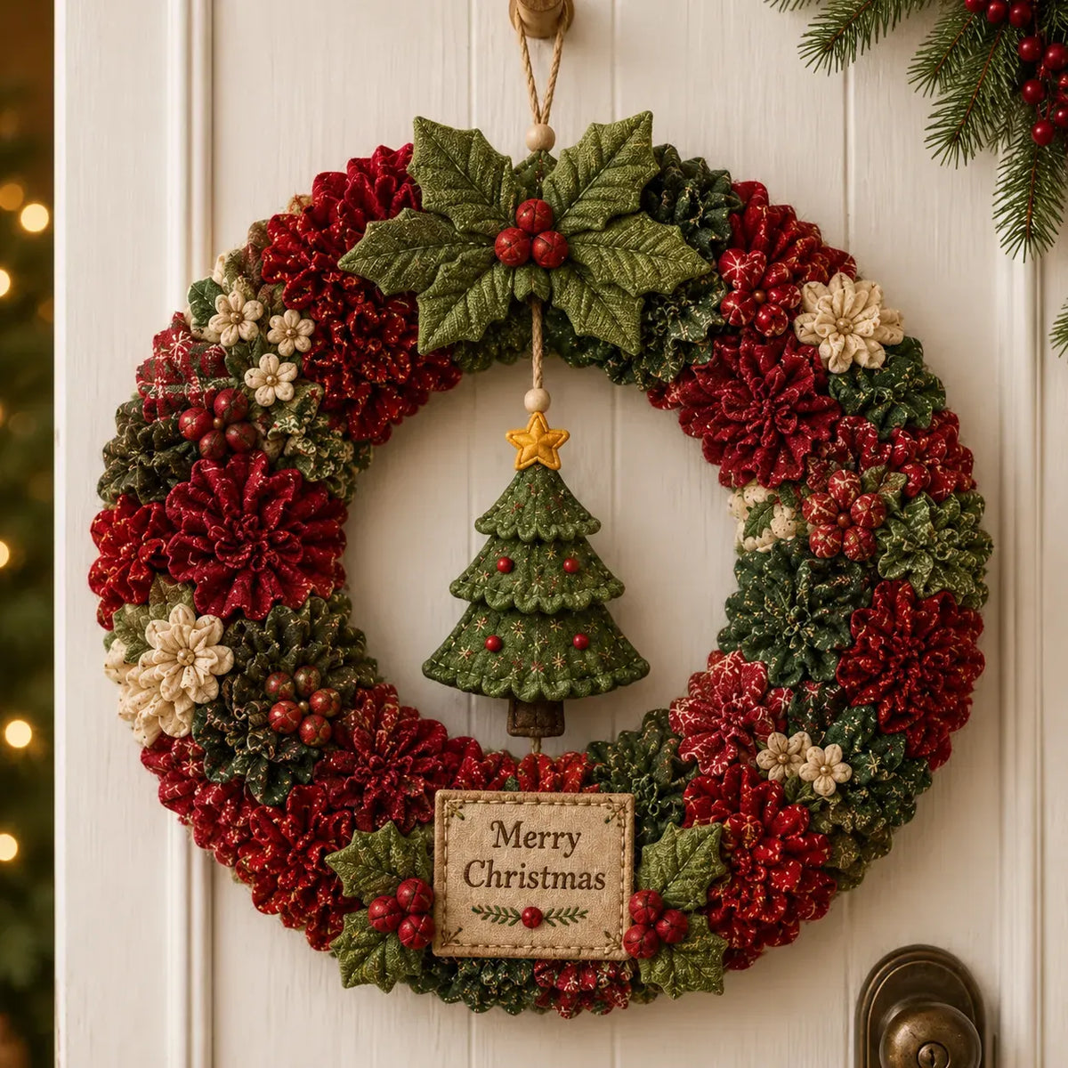 🎅☃️3D Fabric Poke Wreath DIY Kit 🎄🧡 (Video Tutorial & Finished Wreath Reference Included ✨ Beginner-friendly)