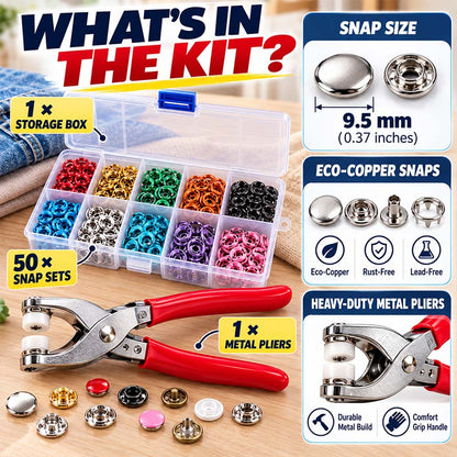 Seamless Stitching Sewing Kit, Pro-Snap No-Sew Button Kit – Complete tools, easy use & durable fixes
