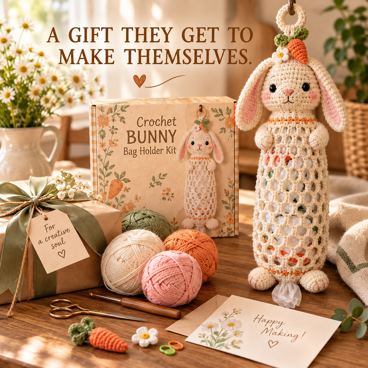 🌼 Cottage Harvest Keepers — Crochet Animal Bag Holder DIY Kit🔥🔥