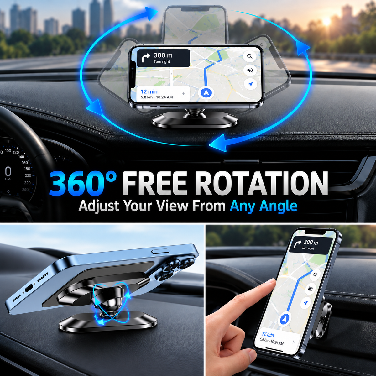 Innovative Magnetic Foldable & Rotatable Car Phone Holder