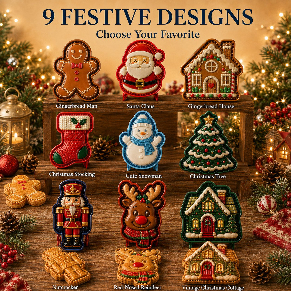 ⏳ Last Day50% OFF – 🔥🎄 9-Design Christmas Mini Pie Mold Collection | Reusable Embossed Molds for Shaping Detailed Santa, Snowman, Reindeer, Tree & Holiday Pies 🥧✨