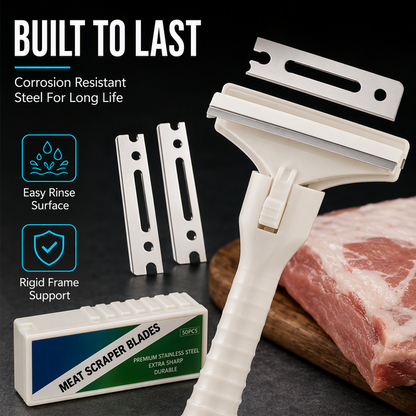 🥩 Stainless Steel Meat Scraper – Easy Fat & Fascia Removal Tool for Beef & Pork 🔪✨