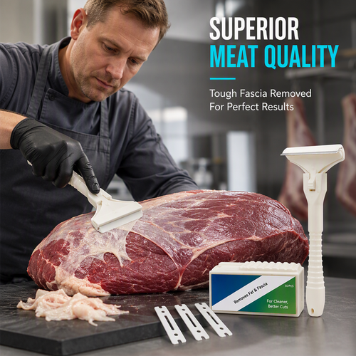 🥩 Stainless Steel Meat Scraper – Easy Fat & Fascia Removal Tool for Beef & Pork 🔪✨
